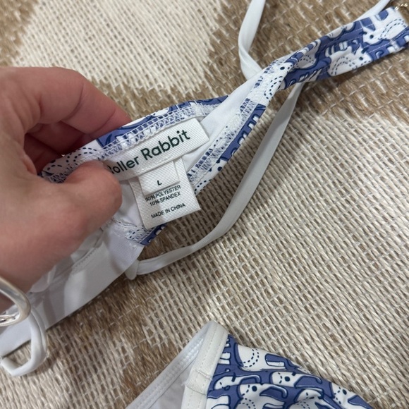 Roller Rabbit bikini set high waisted bottoms triangle tie top elephants print - Picture 5 of 7